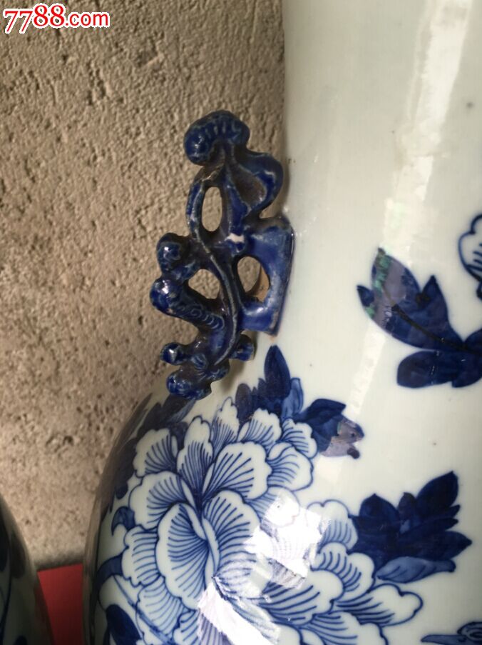 (东北小孙)清代玻璃釉江西瓷300件青花鹦鹉大瓶高58厘米左右