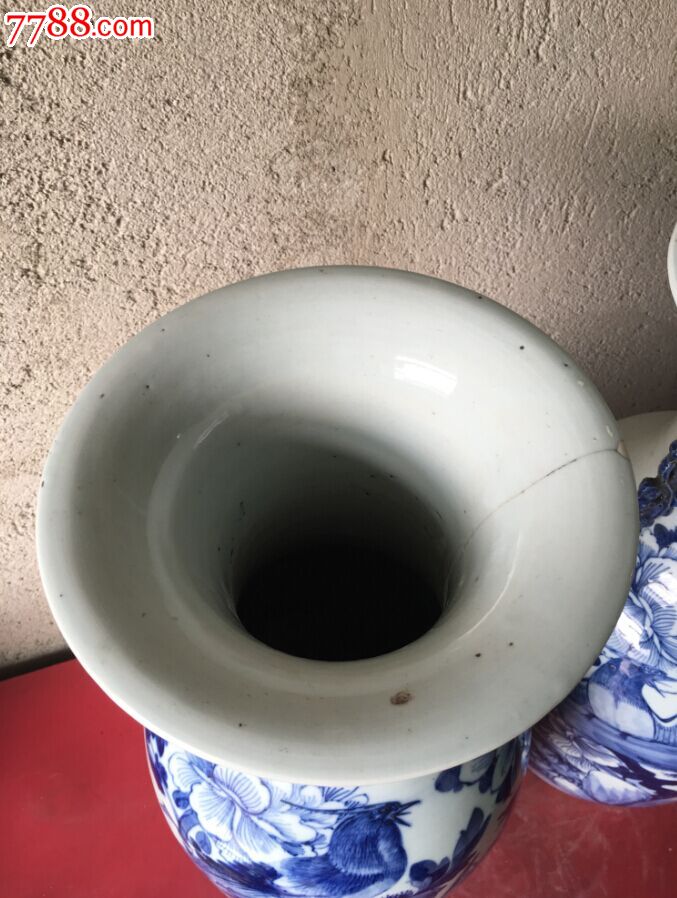 (东北小孙)清代玻璃釉江西瓷300件青花鹦鹉大瓶高58厘米左右