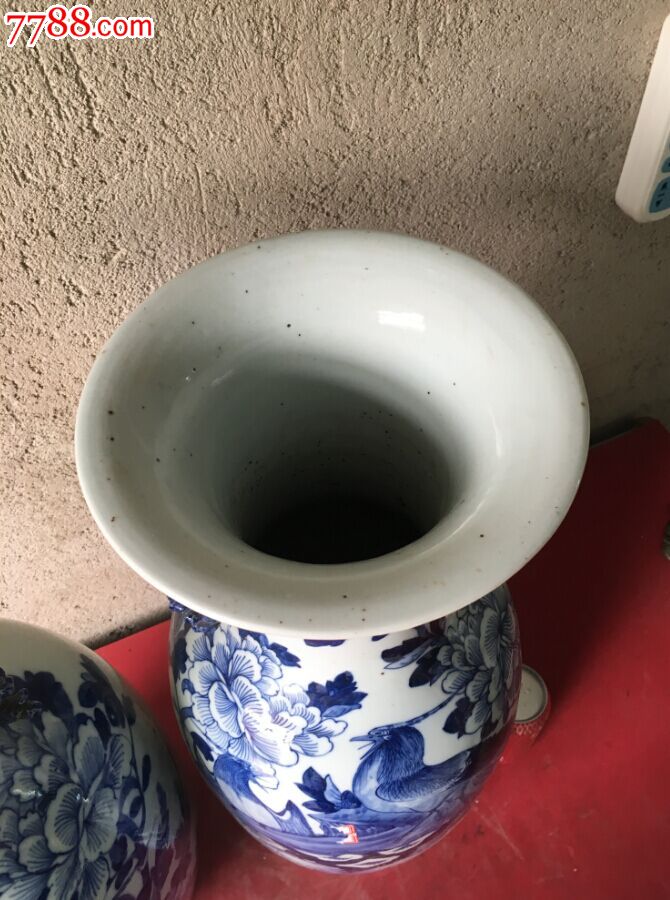 (东北小孙)清代玻璃釉江西瓷300件青花鹦鹉大瓶高58厘米左右