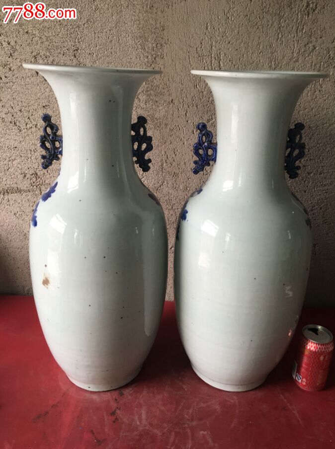 (东北小孙)清代玻璃釉江西瓷300件青花鹦鹉大瓶高58厘米左右