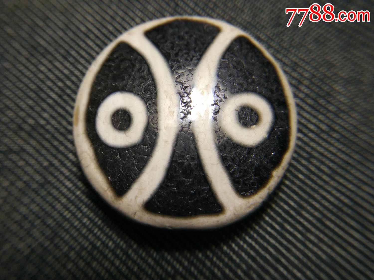 一颗少见老四眼扁珠-se39386045-天珠-零售-7788收藏__收藏热线