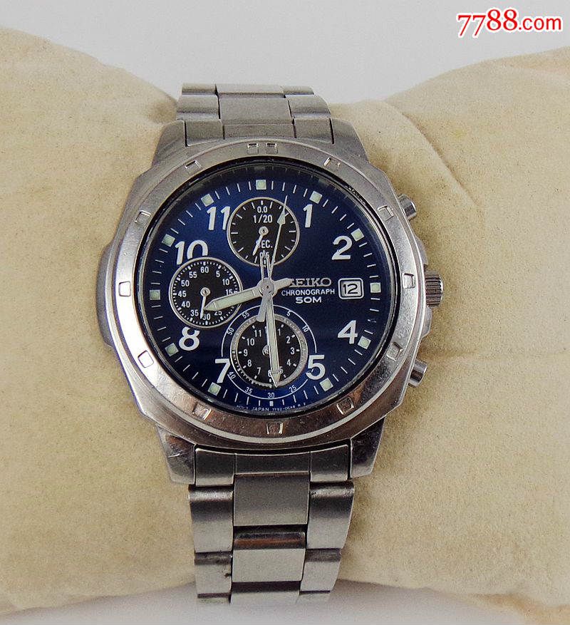 seiko精工多功能6针计时表-石英表-7t92-0ca0-蓝盘-se39670197-手表
