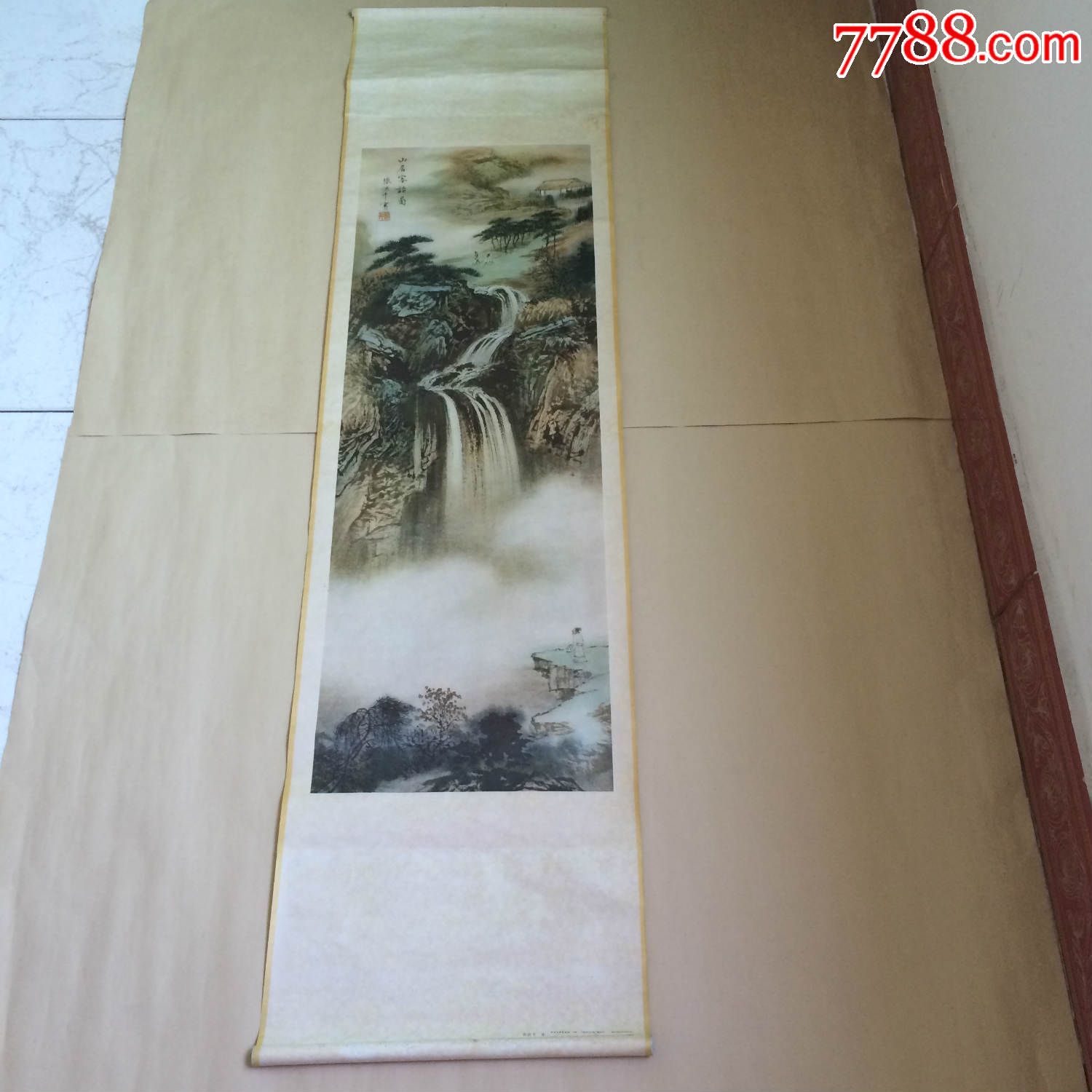 观瀑图(4条屏一套全)张洪千作,天津杨柳青1986年1版1印