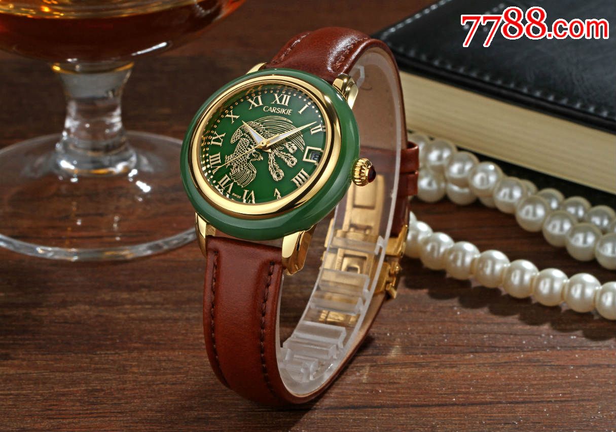 镶翡翠宝玉和田玉手表龙凤机械玉石k金高端腕表定制卡士奇手表