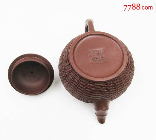 精品精装名家纯手工竹编纹饰紫砂茶壶带盒~周汉强款