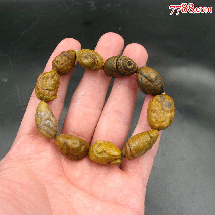 精选天然地表九眼石页岩钱币石手串眼睛石低价促销