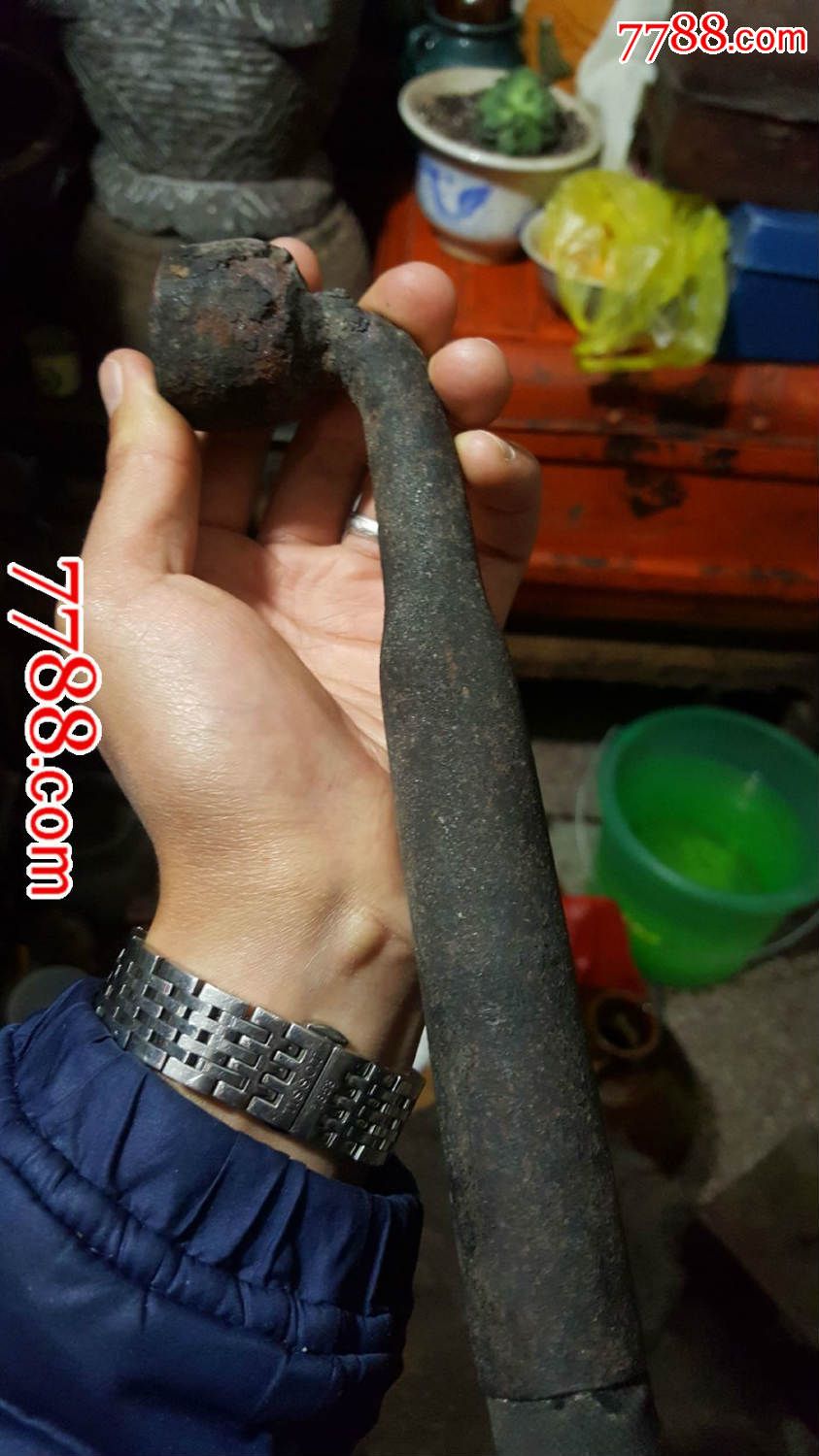 顶级少见民国云南超大顶级包浆烟锅一个,超大超长,头是铁的,嘴是铜