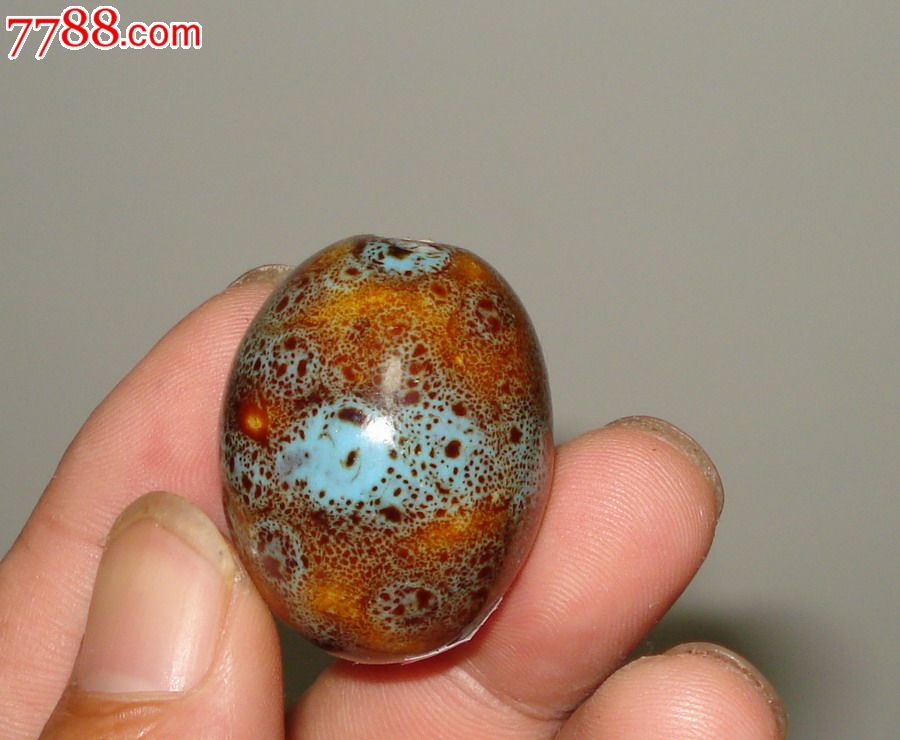 窖变色釉瓷质天珠小球(a1587)