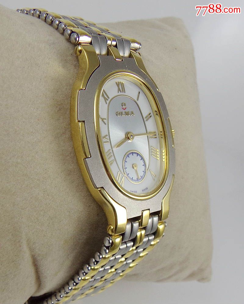 瑞士olma奥尔马15钻镀金石英手表好品库存表原价2900