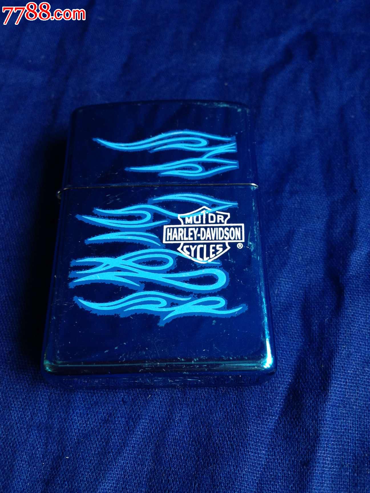 绝版zippo06年哈雷戴维森的蓝色火焰芝宝打火机品好如图