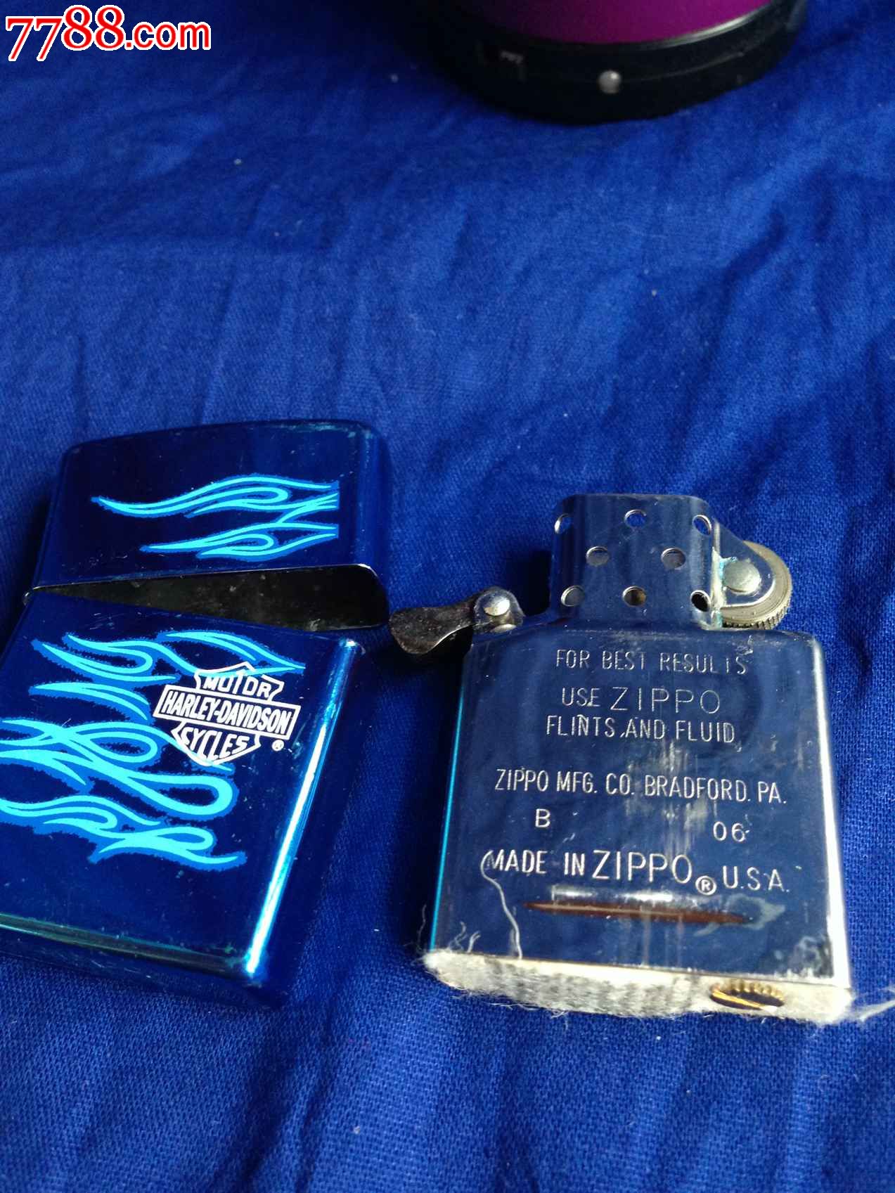 绝版zippo06年哈雷戴维森的蓝色火焰芝宝打火机品好如图