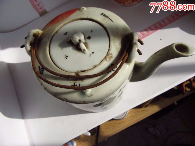 清末黄金盛矾红狮子狗太师少保茶壶