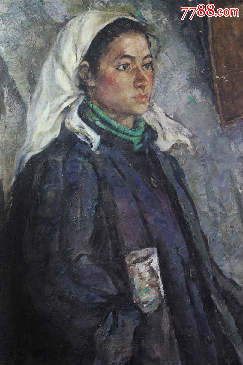刘秉江油画原作《女工人》有款