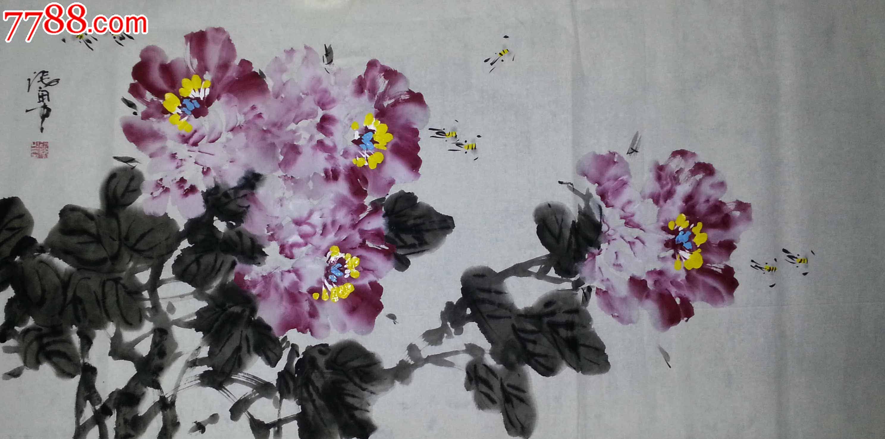 【羽桐轩】张勇牡丹作品140x70cm