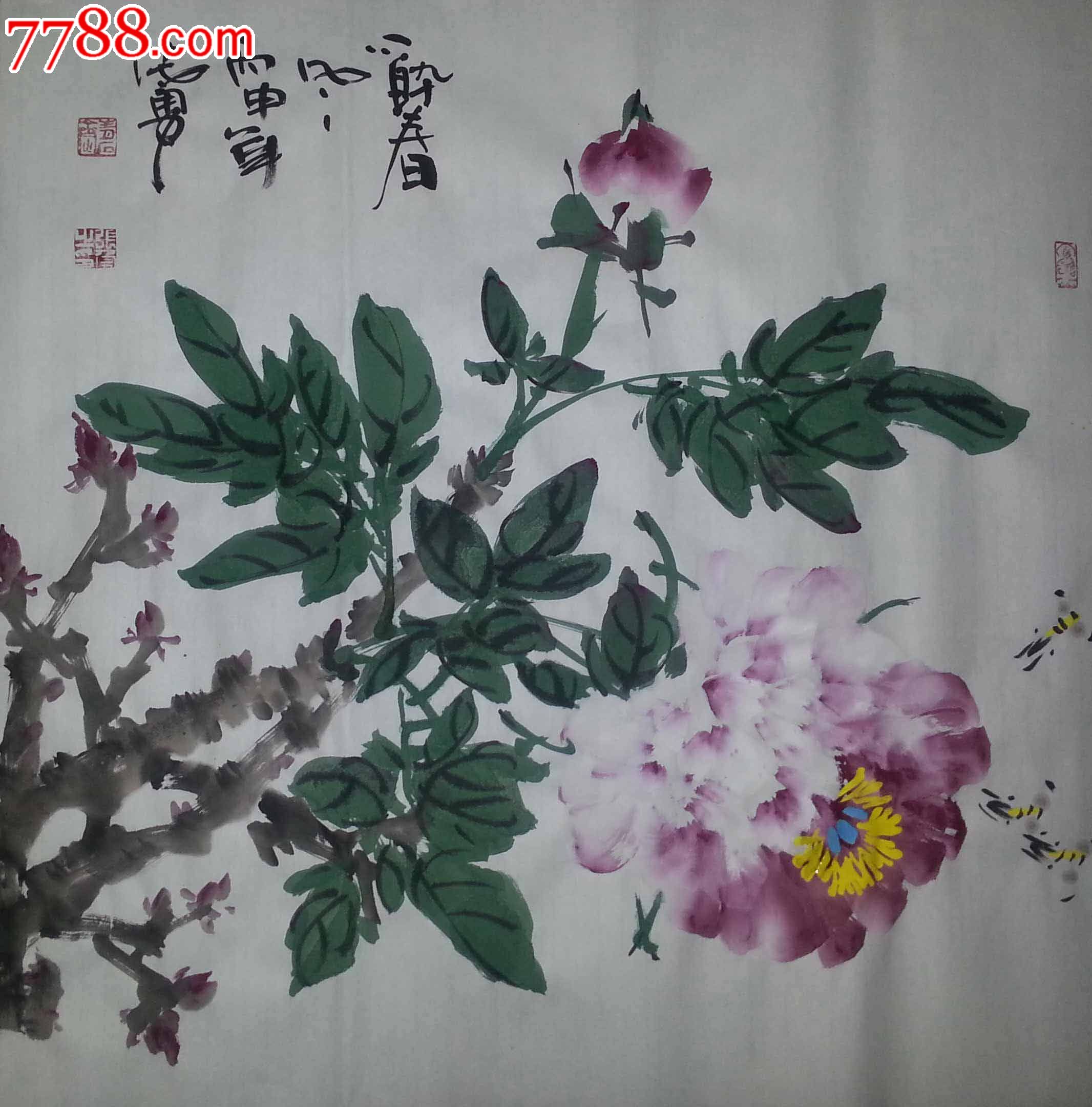 【羽桐轩】张勇牡丹作品68x68cm-se43110085-花鸟国画原作-零售-7788