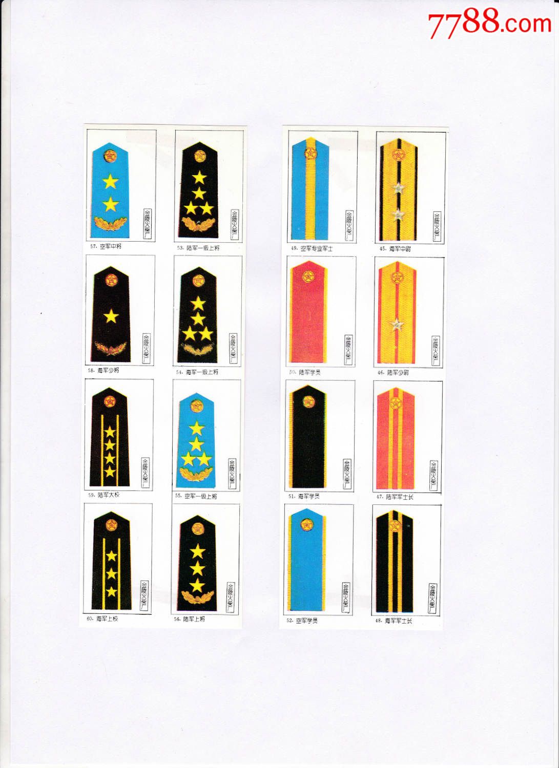 【冊頁貼片244】◆世界各地軍銜標誌火花貼標金陵363×1