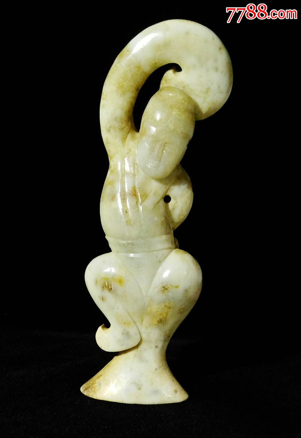 战汉时期新疆和田白玉.圆雕舞人大摆件