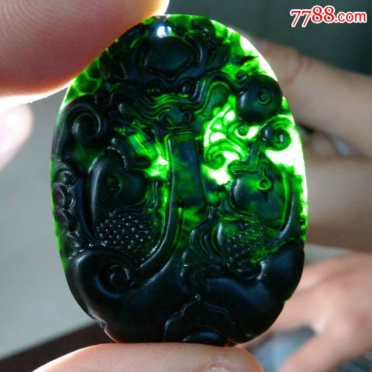 正品天然墨绿玉黑绿玉吊坠墨玉生肖龙方玉牌汉服玉佩腰佩_价格48元