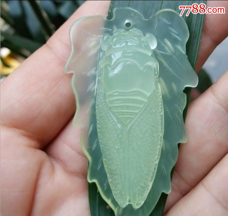天然玉石玉器树叶知了玉蝉吊坠/岫玉a货金枝玉叶一鸣惊人玉佩挂件