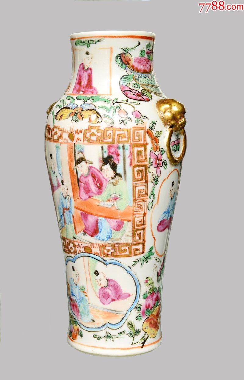 清代广彩瓷益寿瓶