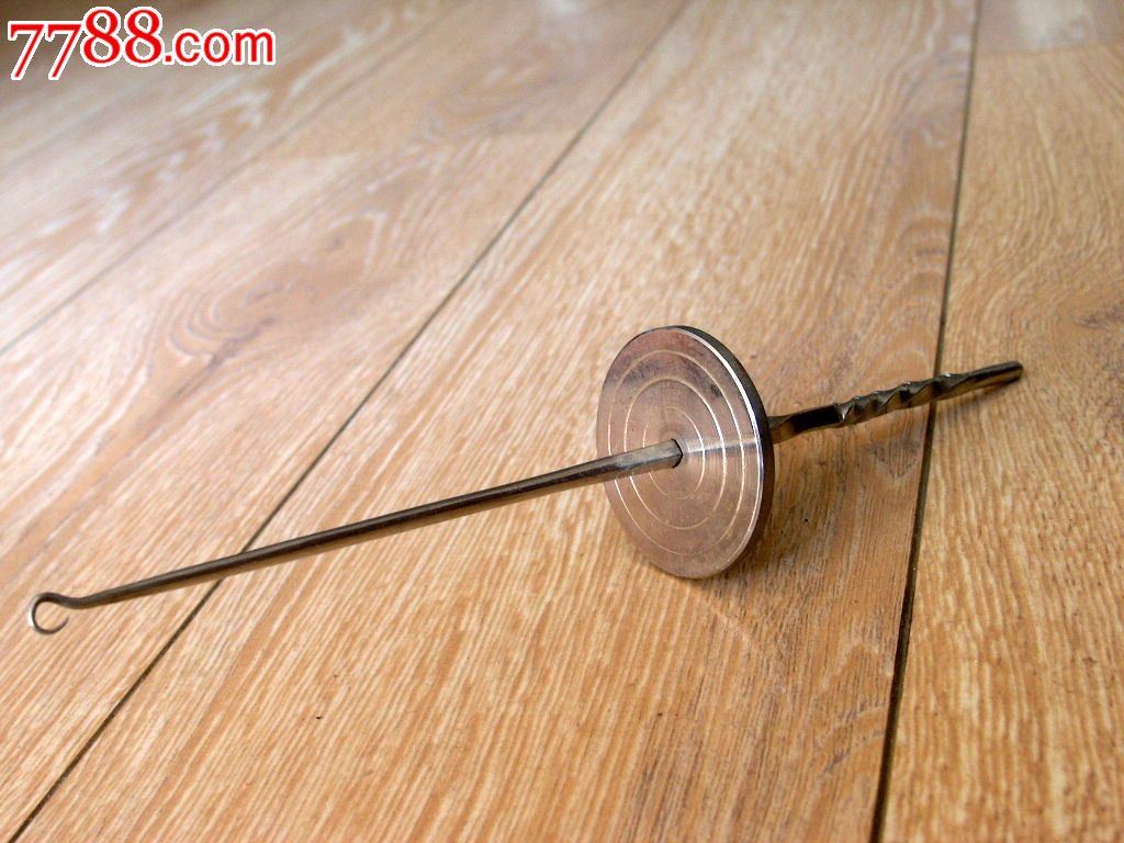 纺织收藏161201边疆早期大号带錾纹板扭纹钢制线捻捻线砣