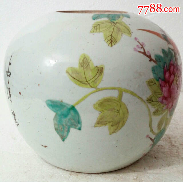 原生态民国元年名家王和太粉彩花鸟罐