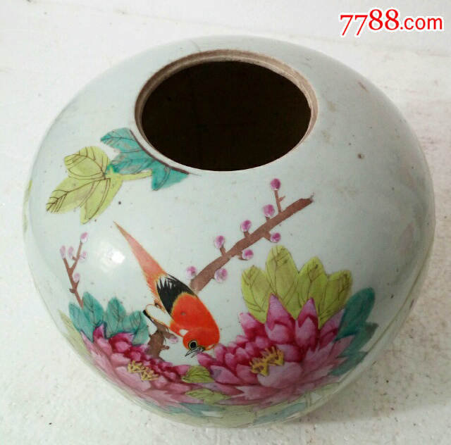 原生态民国元年名家王和太粉彩花鸟罐