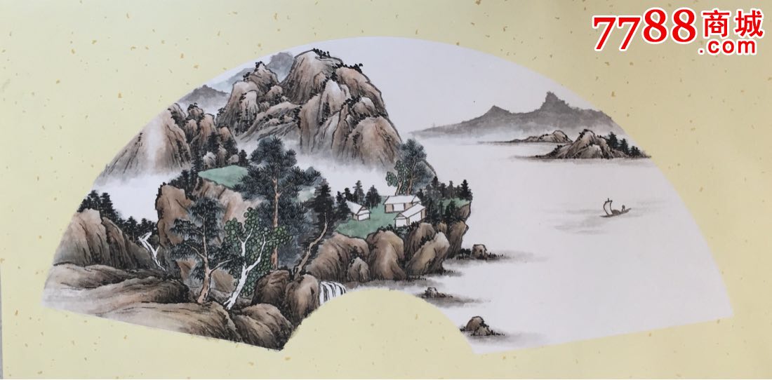 淡雅扇面山水画