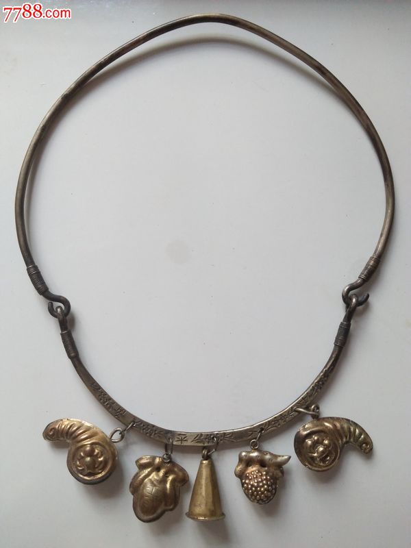 民国时期银项圈项链出入平安颈饰最宽处145mm低银yy.1348