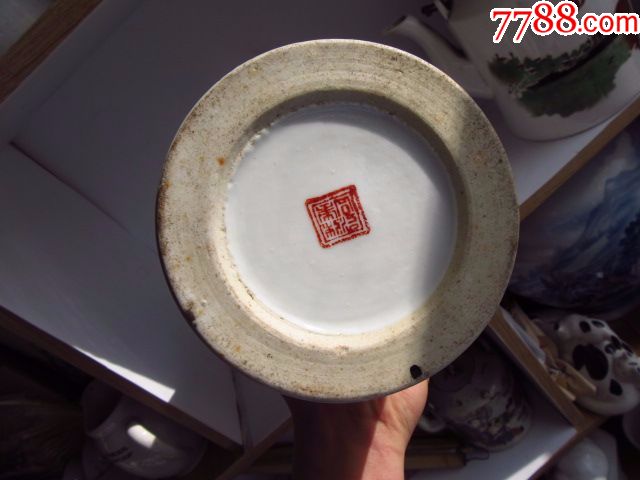 全品清代万秉卿浅绛彩山水人物帽筒同治年制底款