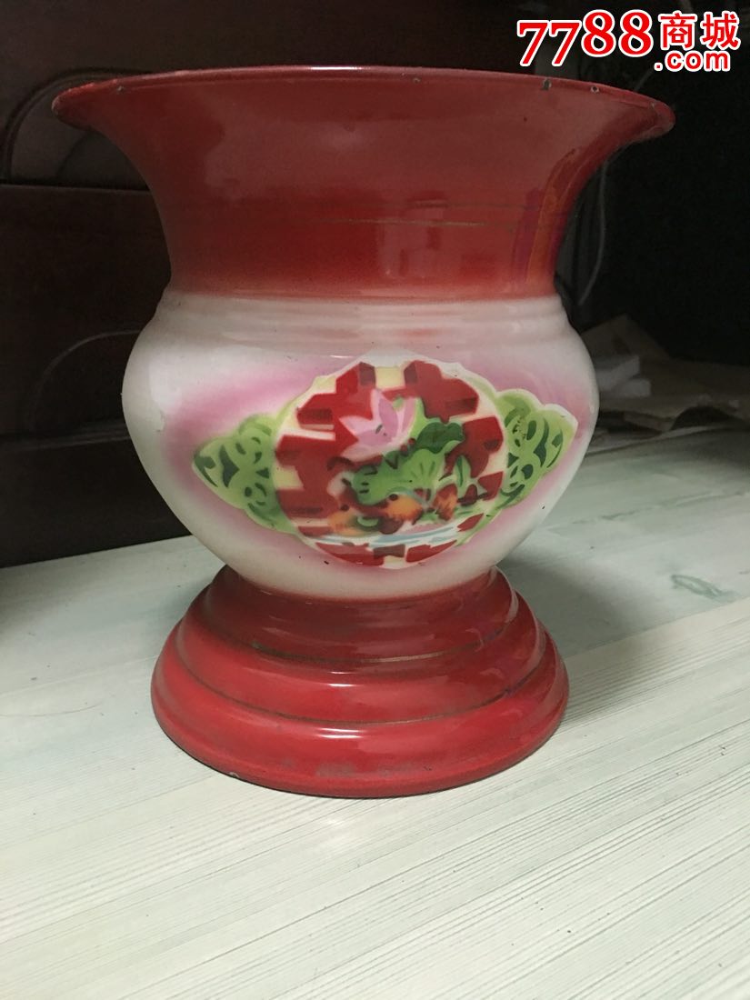 红玫瑰牌高脚搪瓷痰盂