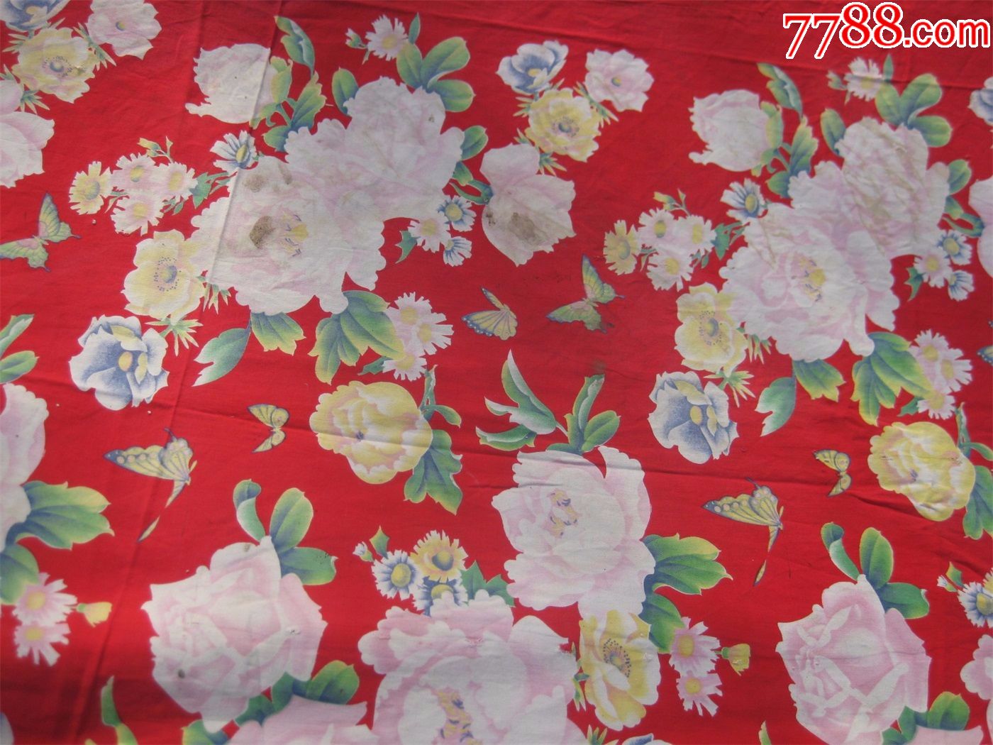 怀旧收藏七八十年代被面花朵图案百花争艳