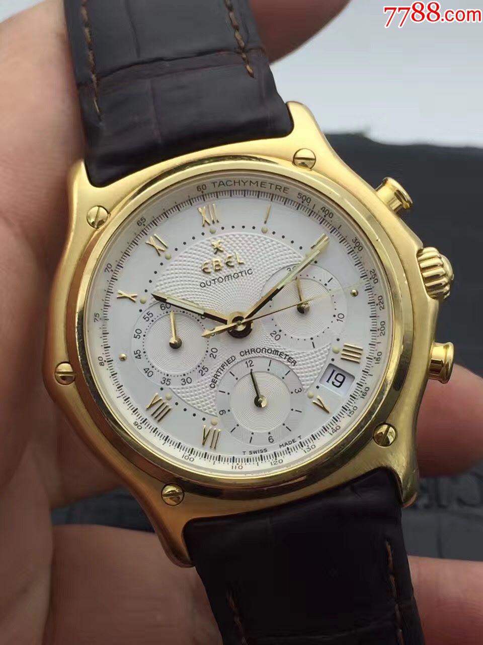 瑞士玉宝ebel,大号1911,18k实金全自动计时表_价格38000.