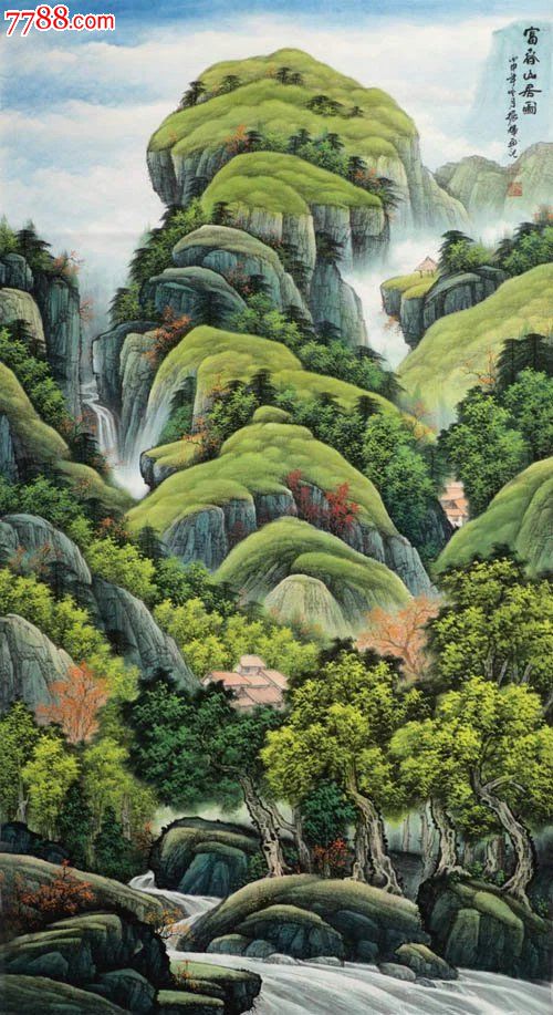 刘振辉·六尺青绿山水13-36-价格:2480元-se45469662-山水国画原作