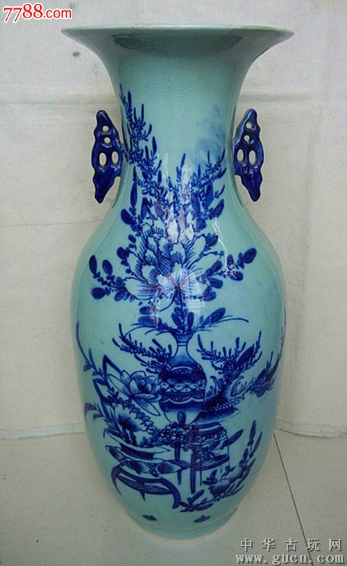 清光绪豆青青花瓶_青花瓷_图片鉴赏_收藏价值_7788青花瓷收藏