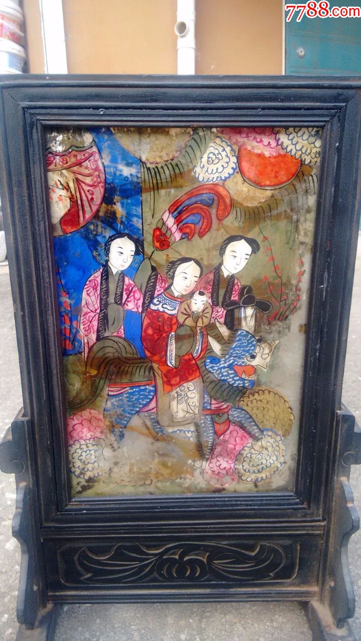 民国桌镜民国玻璃画民国帽镜民国座镜民国麒麟送子桌镜麒麟送子镜子