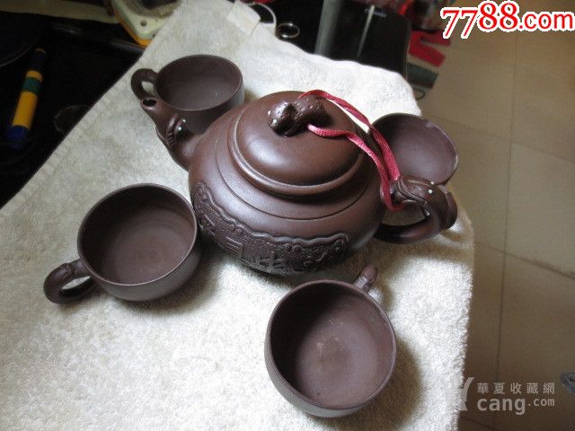 6号江建祥紫砂壶一套20x11cm_紫砂壶_古玩珍藏店【7788旧书网】