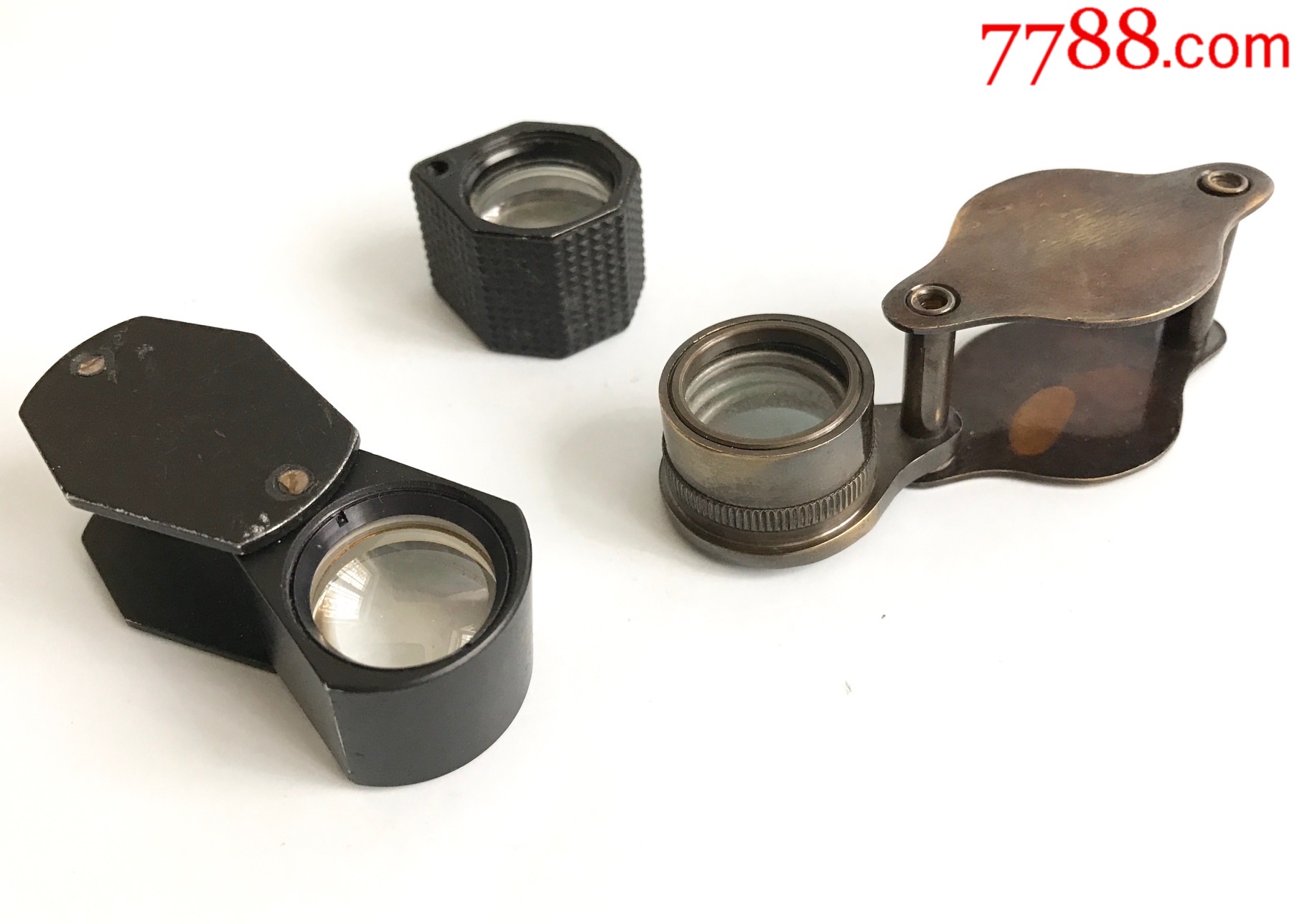 欧洲古玩/英国古董放大镜/轻便口袋放大镜3个/民国/品相如图