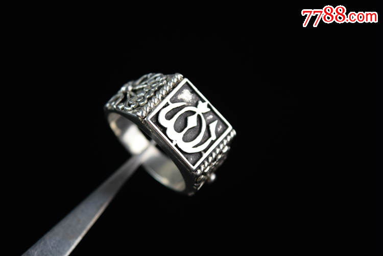 欧美首饰收藏品精美阿拉伯文字纯银戒指男士彰显个性经典推荐