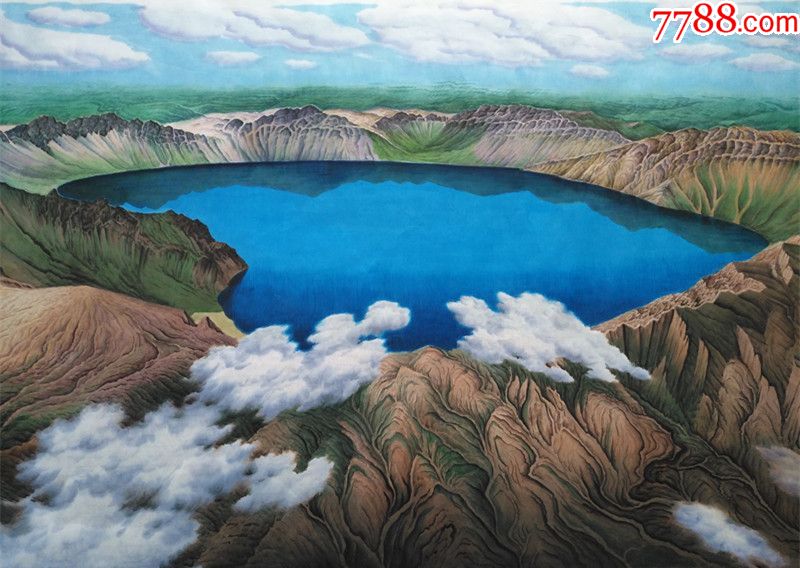 朝鲜国画长白山天池(聚宝盆)3