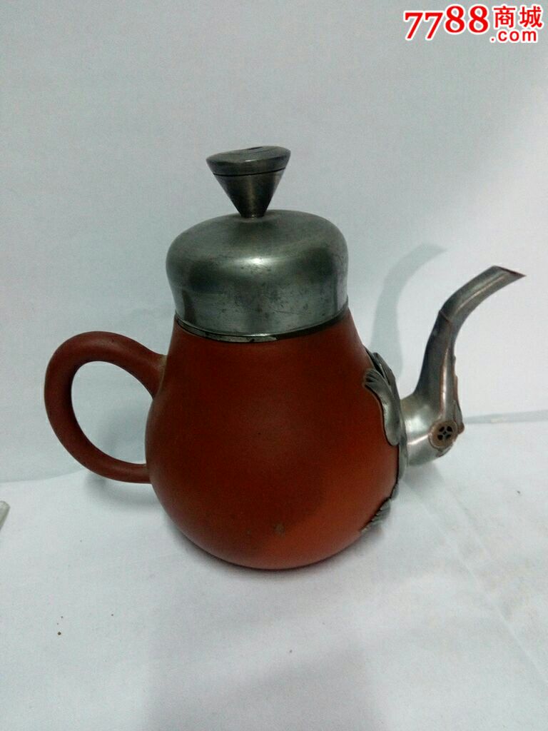 青蛙锡嘴,锡盖,紫砂壶