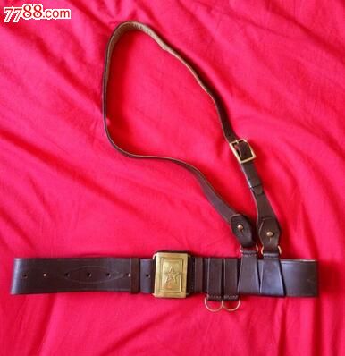 55式武装带55式皮带带斜跨铜扣尉官皮带棕色皮腰带