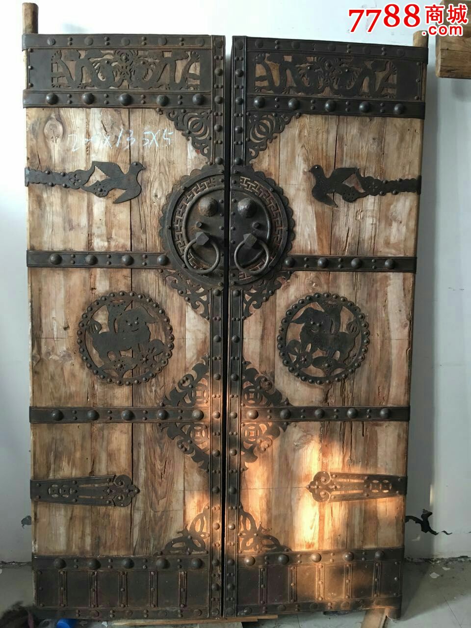 民国铁艺木门老木门铁艺门品相完好装修房子佳品中式民俗老物件