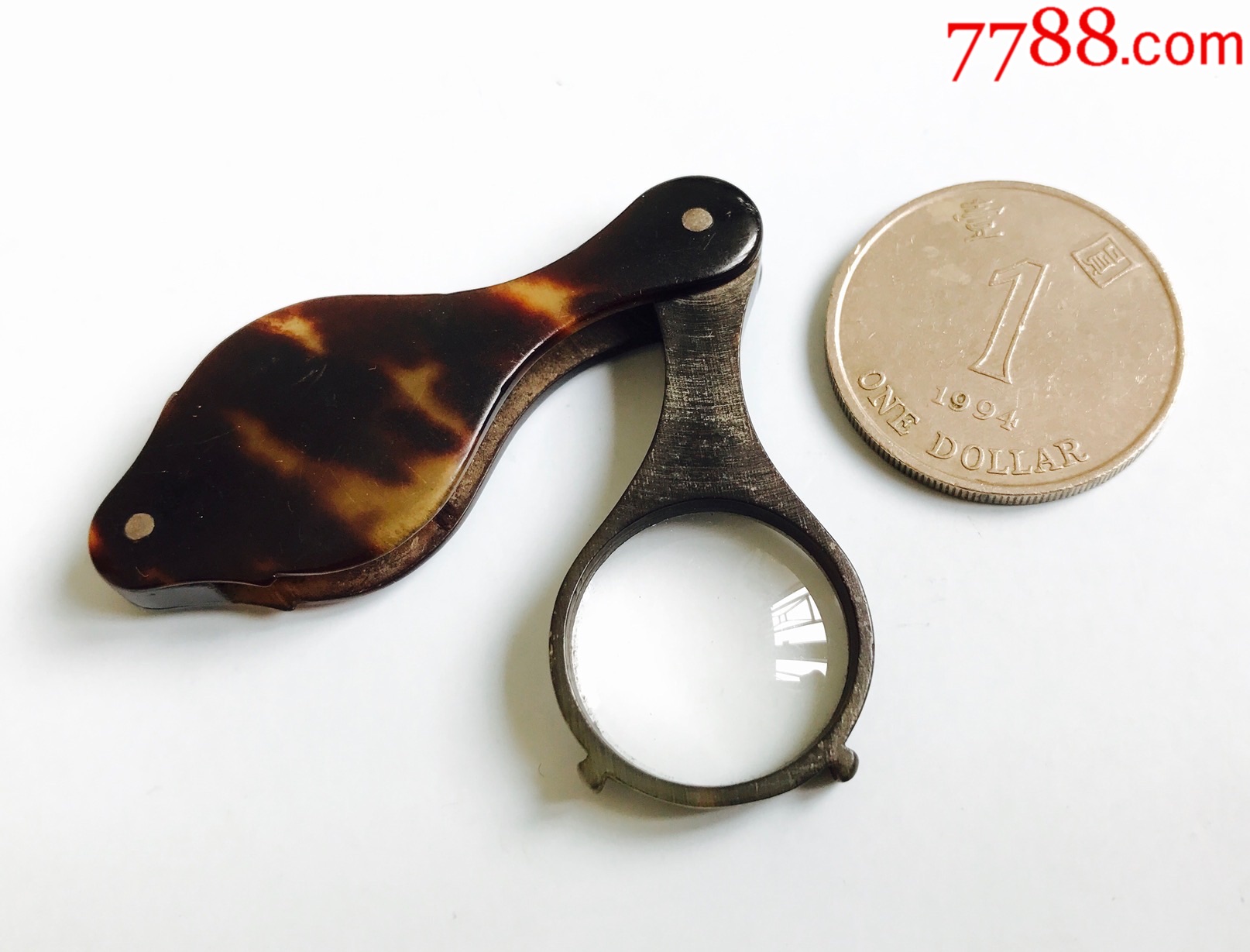 欧洲古玩/英国古董放大镜/戴帽/清代/藏品收起状态长5厘米