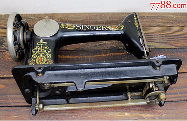 美国singer胜家牌老缝纫机优雅花纹西洋古董二手收藏品摆件