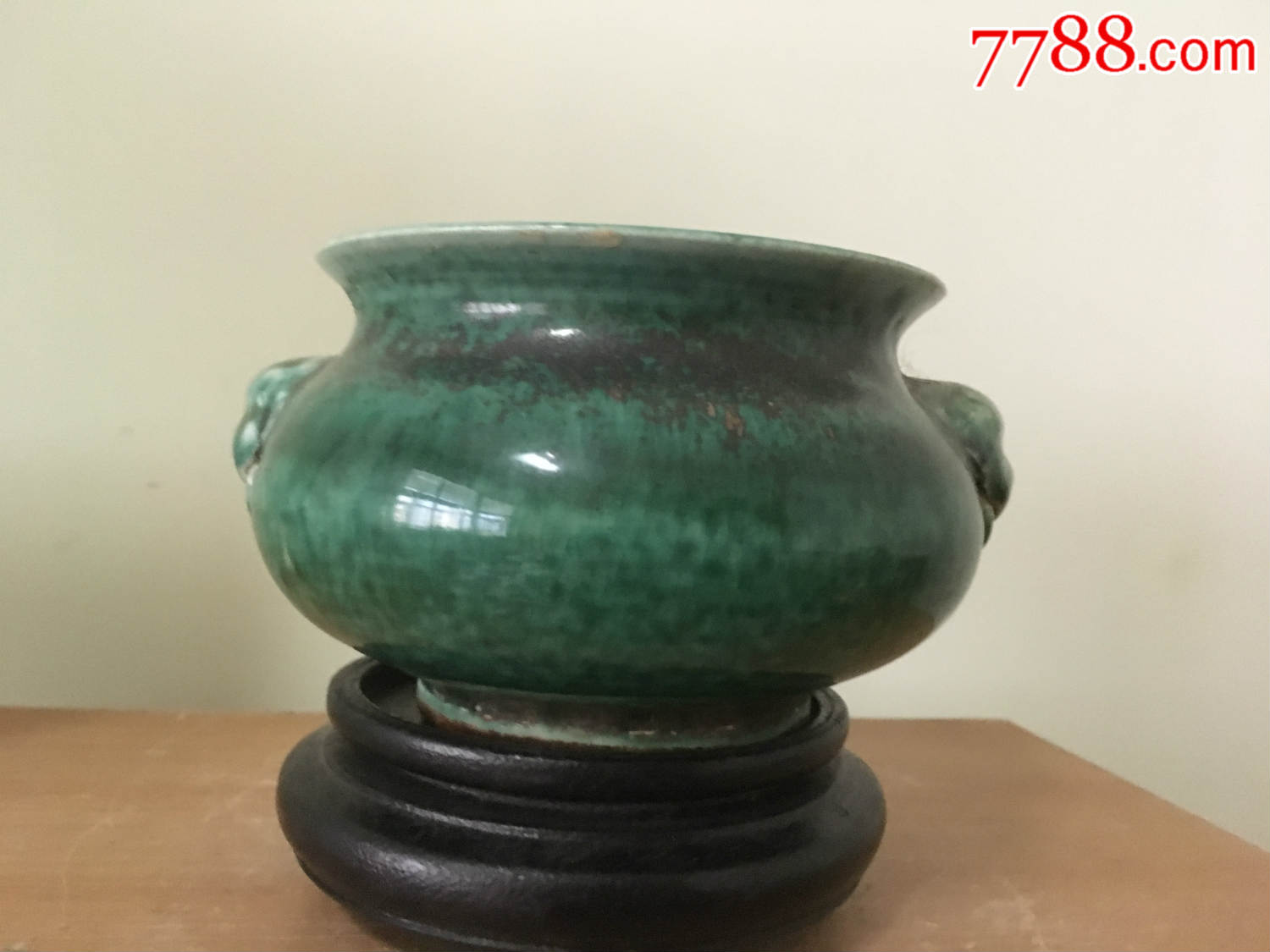 乡下收的清末或民国绿釉瓷器香炉包老保真_价格477元_第1张_7788收藏