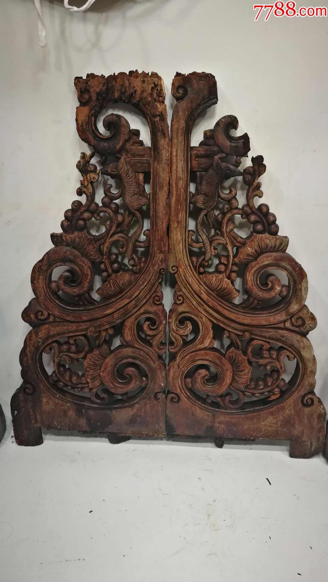 三面工松鼠吃葡萄三片-se47588380-木雕花板-零售-7788收藏__收藏热线