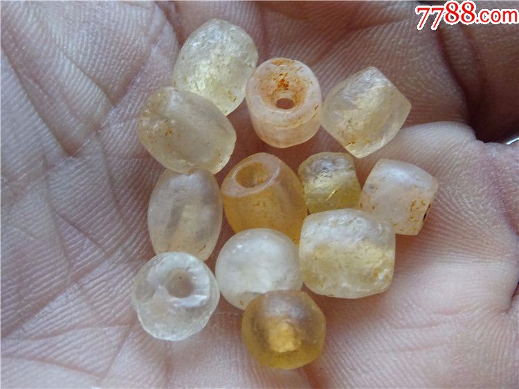 s10高古西亚研磨喇叭孔老水晶珠小桶珠12粒