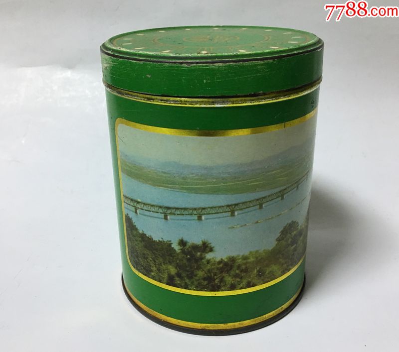 老物件老铁皮茶叶罐怀旧摆件影视道具