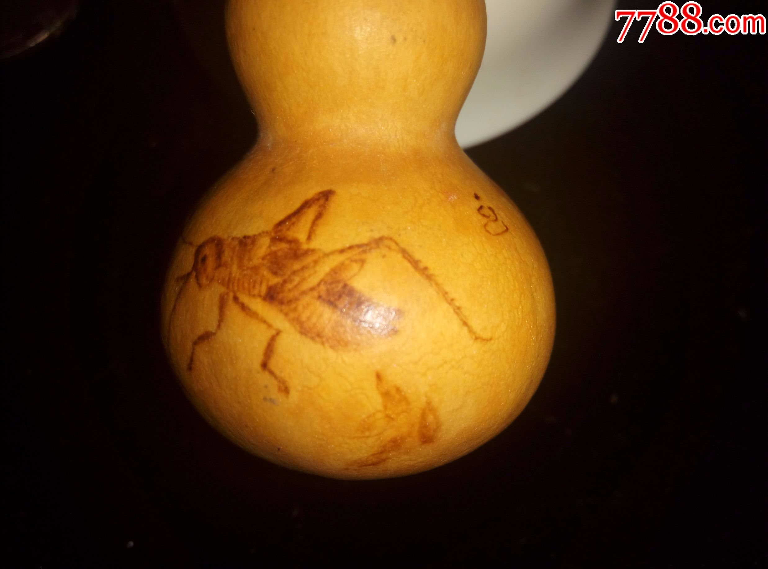 烙画葫芦——蟋蟀.河北省名家张连忠作品,纯手工烙画.